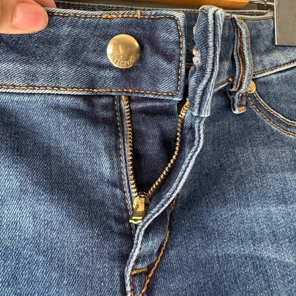 Just Cavalli size 27 denim graphic jeans. Jeggins, skinny, gold hardware - Picture 8 of 9